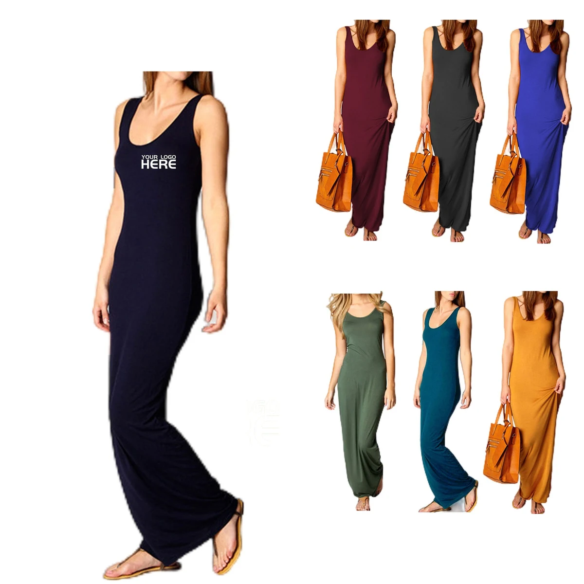 Women Basic Tight Slip Long Dress 1