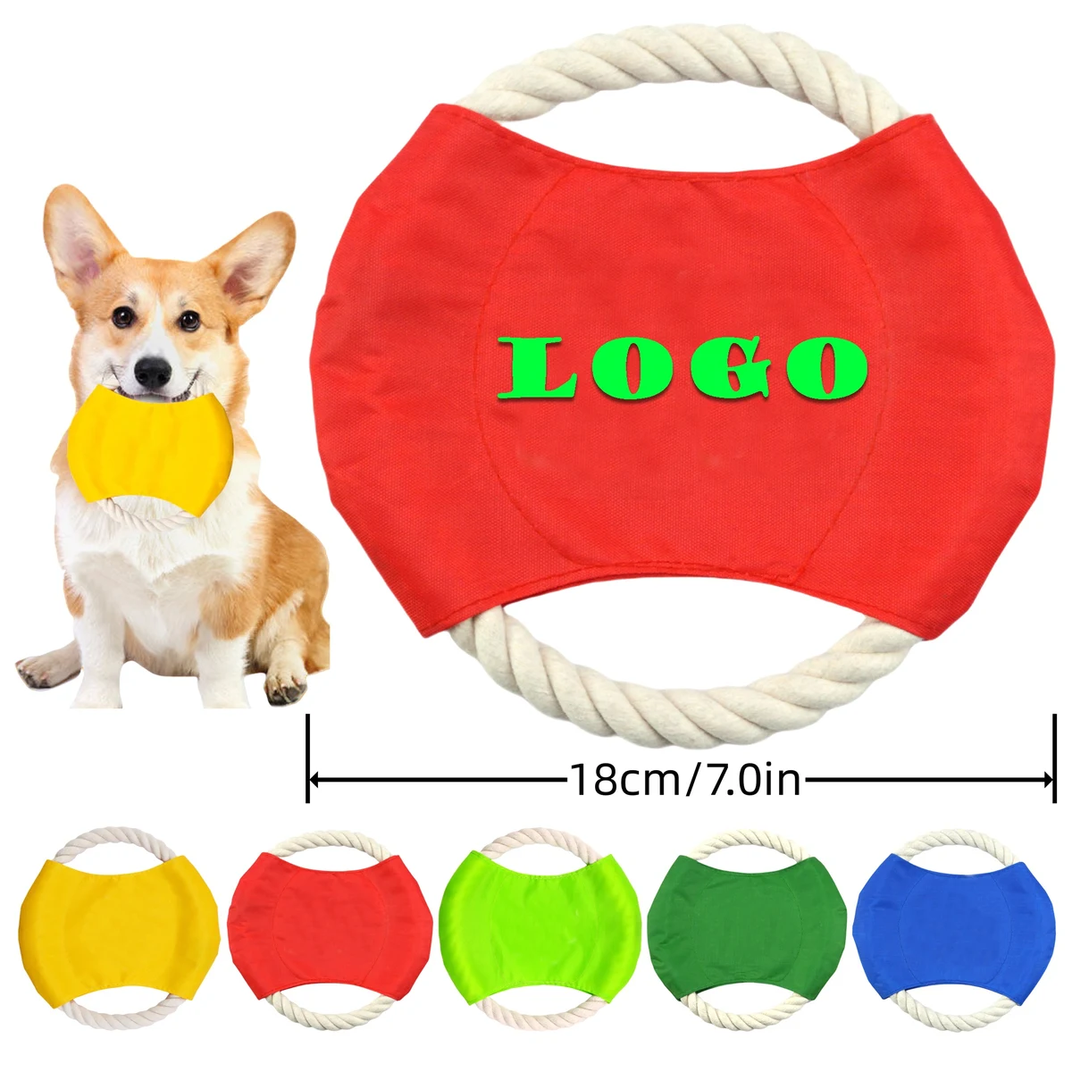 Durable Rope Flyer for Dogs - Chew-Resistant Training Disc & Teething Toy (7-inch/Multi-Color) 1