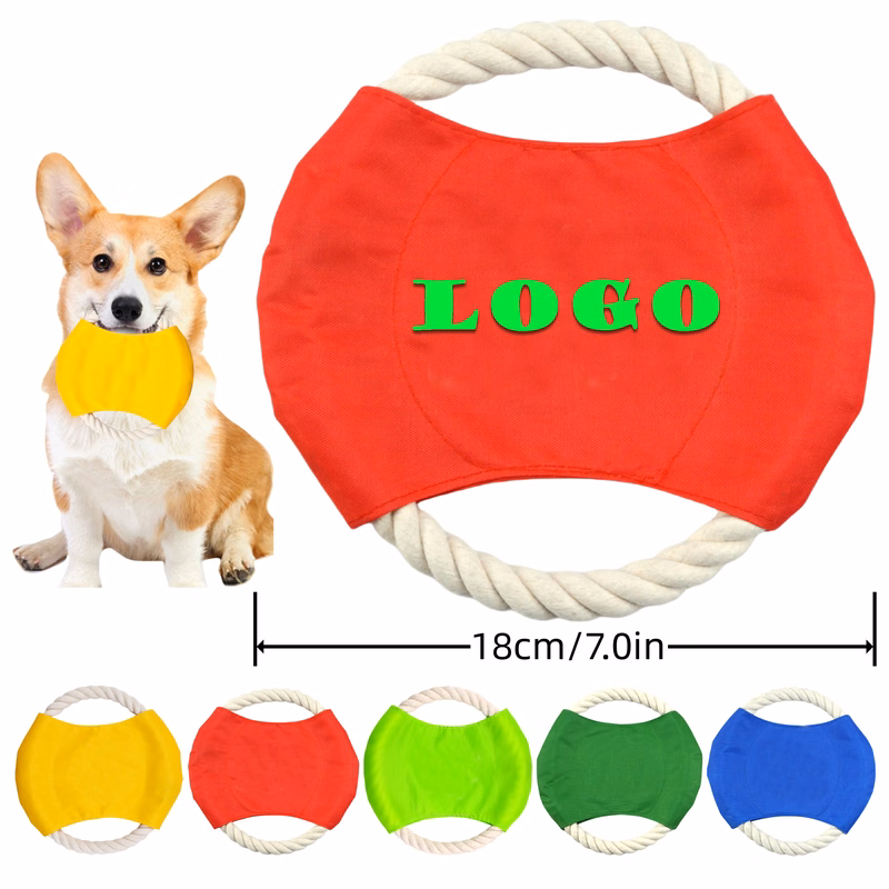 Durable Rope Flyer for Dogs - Chew-Resistant Training Disc & Teething Toy (7-inch/Multi-Color)