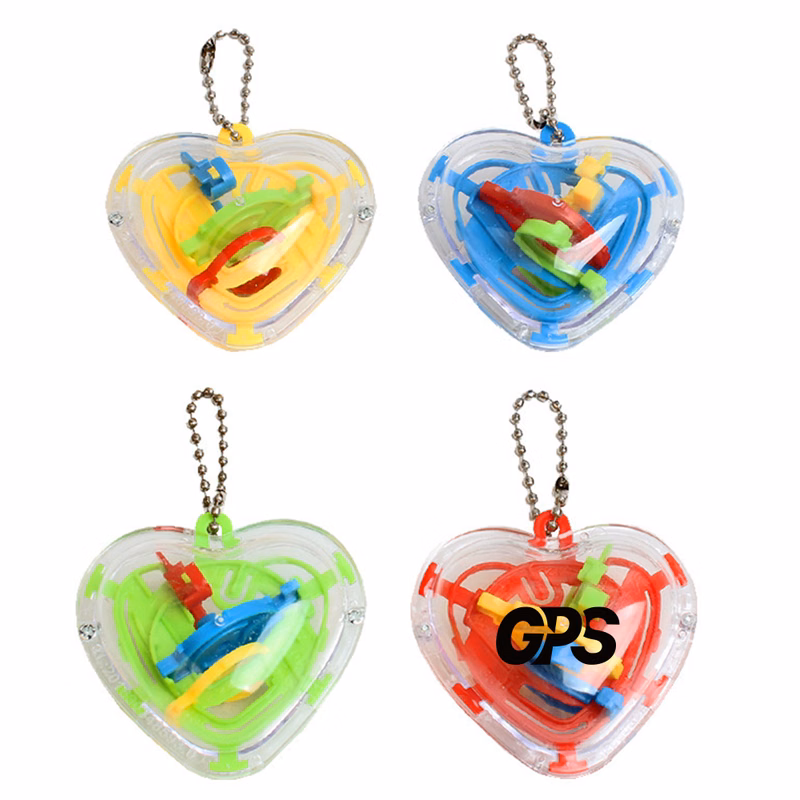 2 3/8 " Heart Shape Keychain With 3D Puzzle Toy