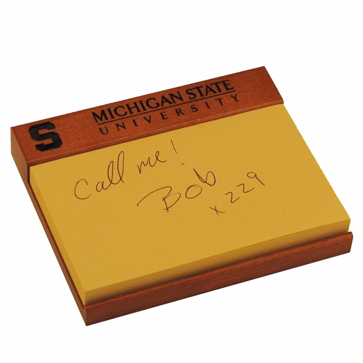 Wood Note Holder with 5" x 3" Self-Stick Paper