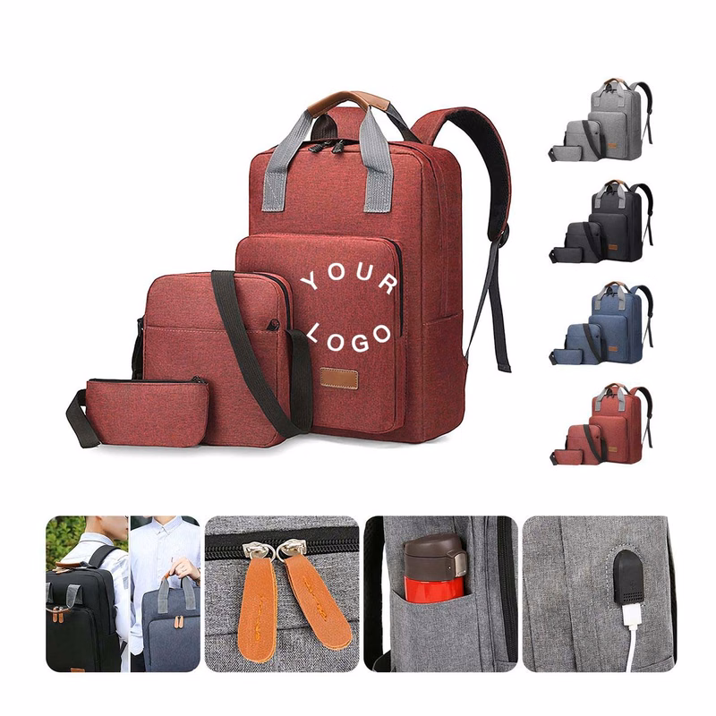 Three Piece Commuter Travel Bag Set with USB Port