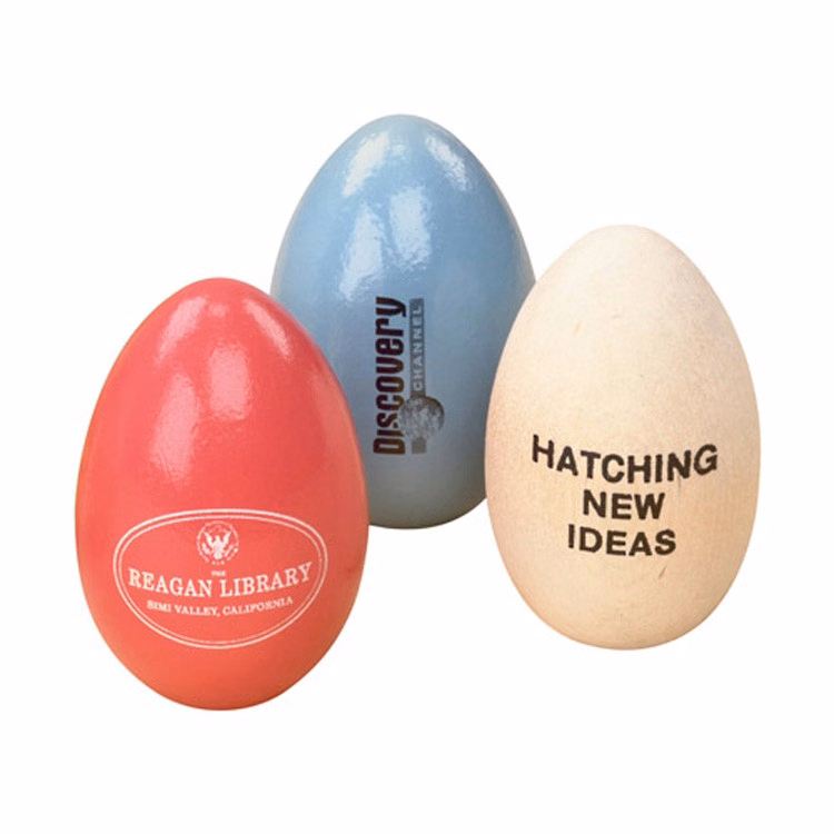 Colorful Wooden Eggs with Imprint