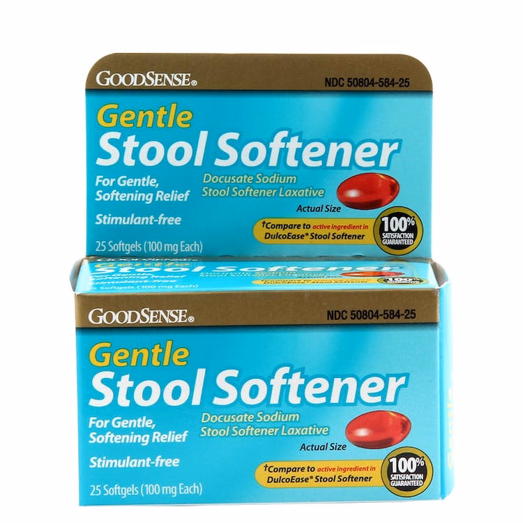 Gentle Stool Softener - 25 Pack 100 mg