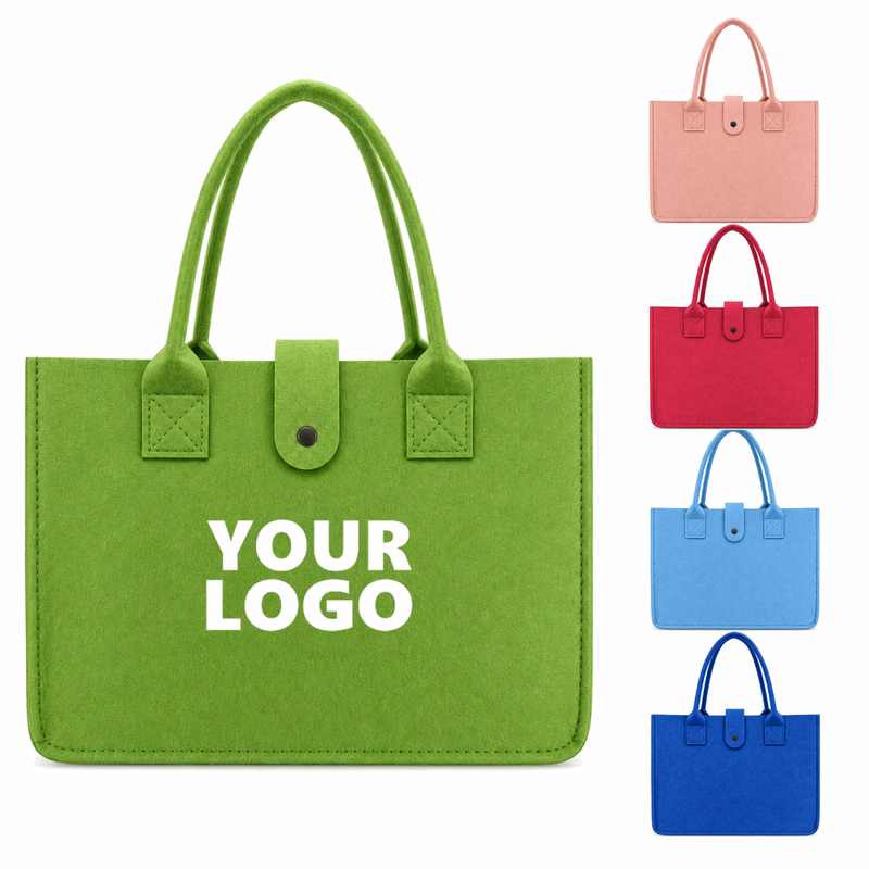 Felt Tote Bag With Snap Closure