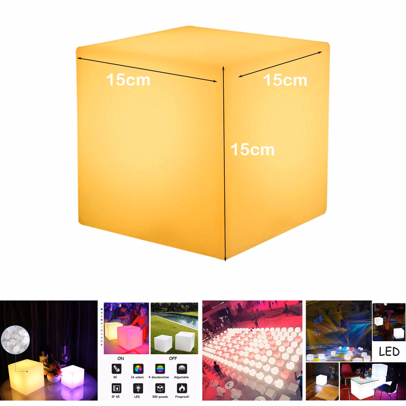 15cm x 15cm x 15cm Colorful Party LED Luminous Square Stool