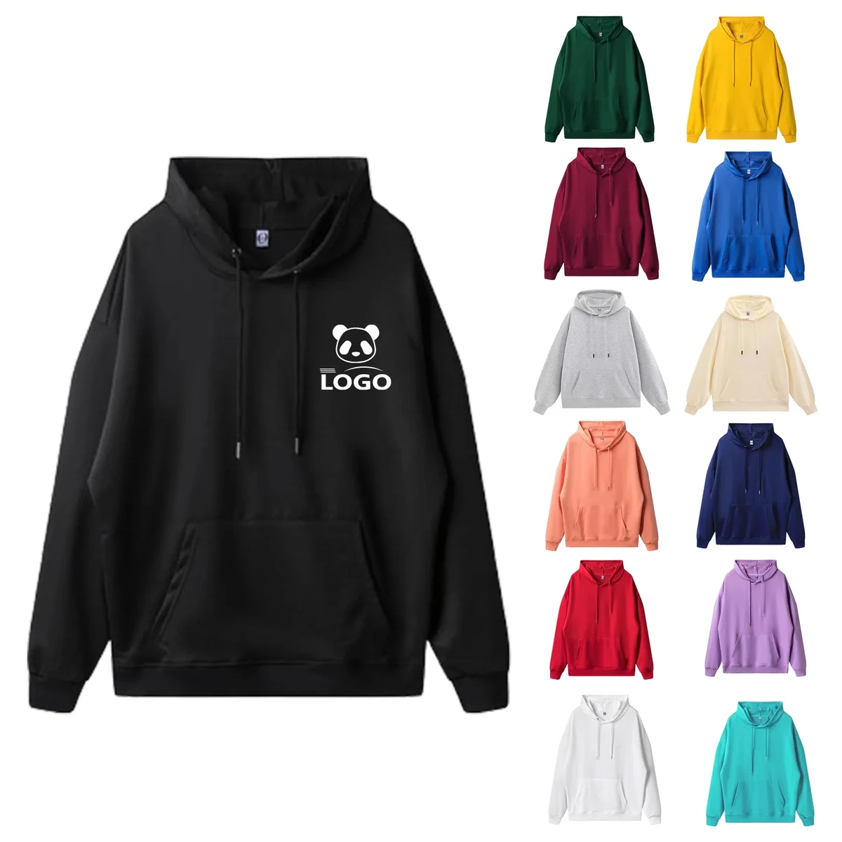 Solid Color Cotton Adult Hooded Sweatshirt Unisex, custom hoodie or sweatshirt with logo imprint 1