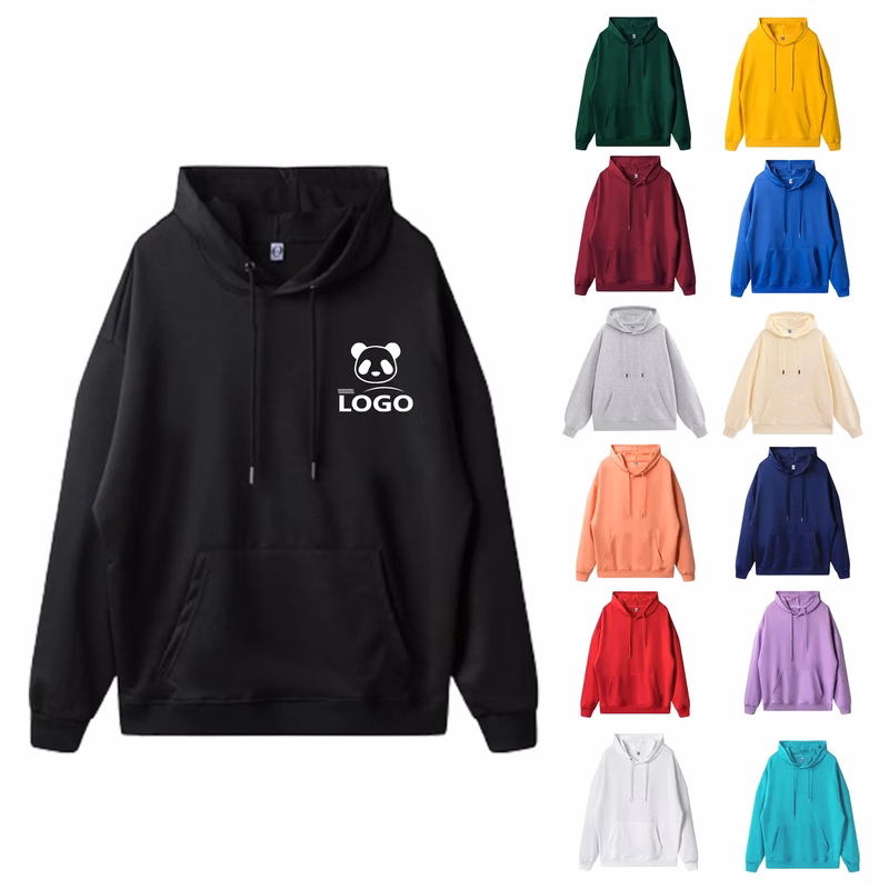 Solid Color Cotton Adult Hooded Sweatshirt Unisex
