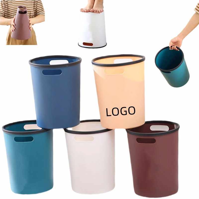 Round Trash Can With Handles And Press Ring