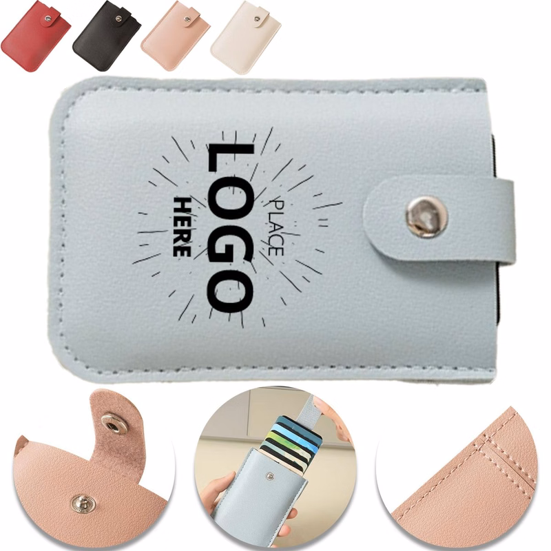 Button Fasten PU Card Case