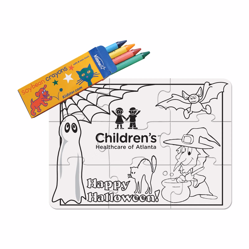 9 Pieces - 5" x 7" Coloring Puzzle - Halloween