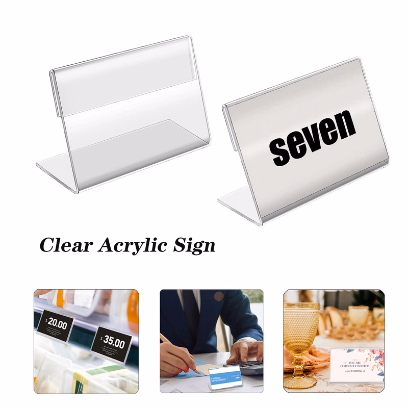 50 PCS Mini Clear Acrylic Sign Display Holder
