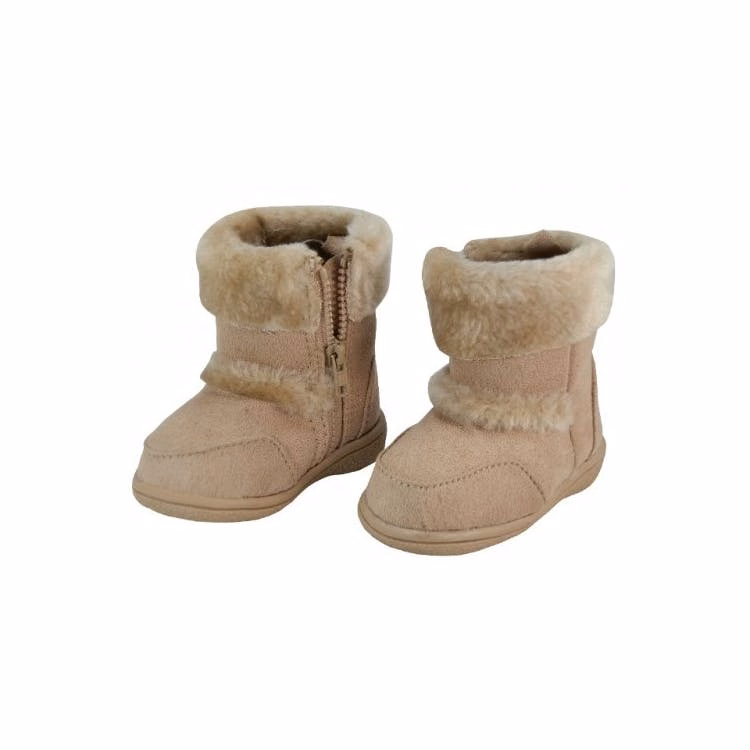 Toddlers' Beige Boots w/Faux Fur Fold Over Size: 2-5