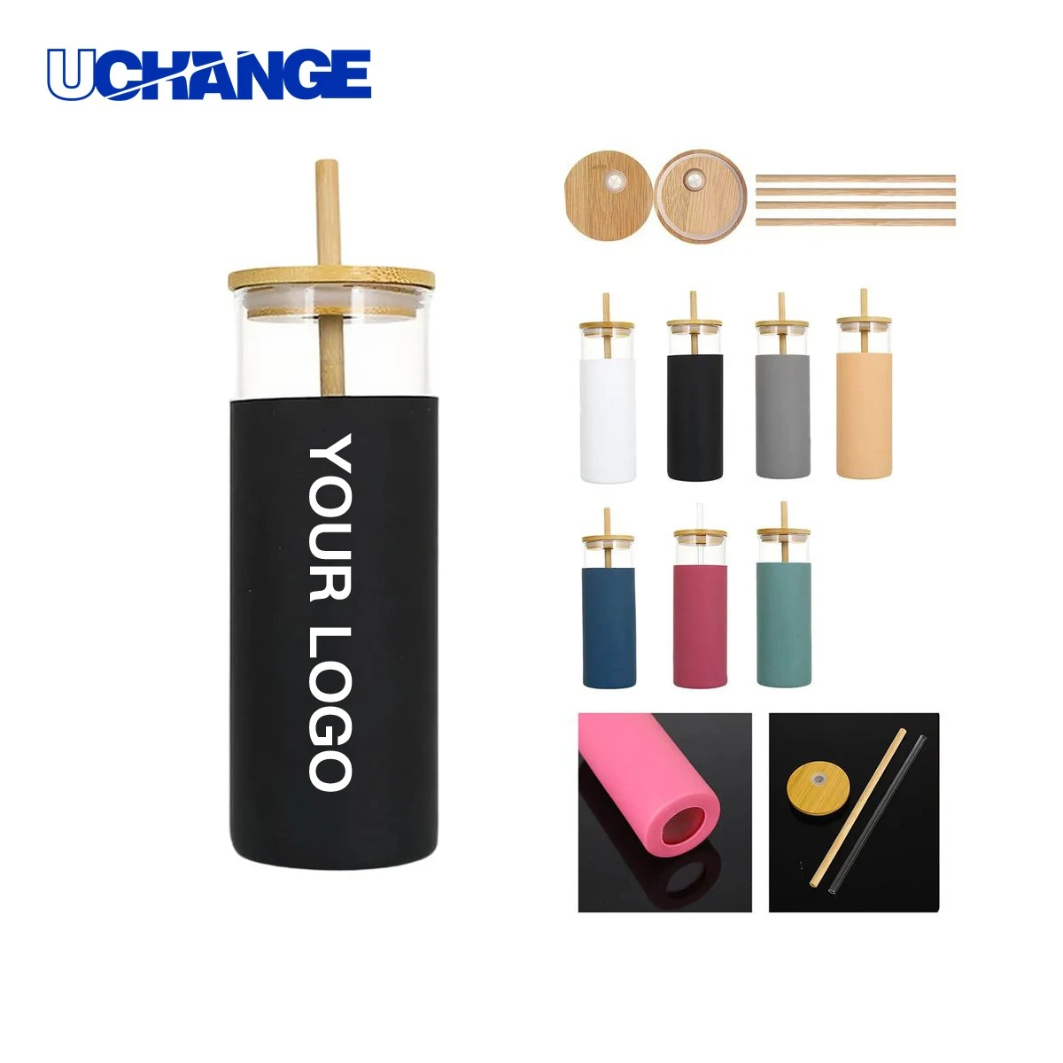 Glass Travel Cup Drinkware with Leakproof Lid and Straw 1