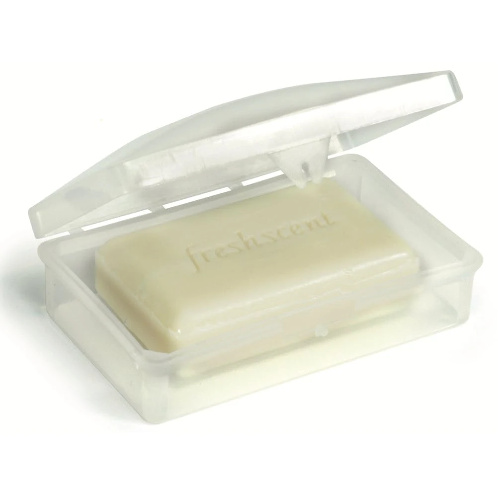 Hinged Soap Dishes - Clear Plastic, promotional household item with logo imprint 1