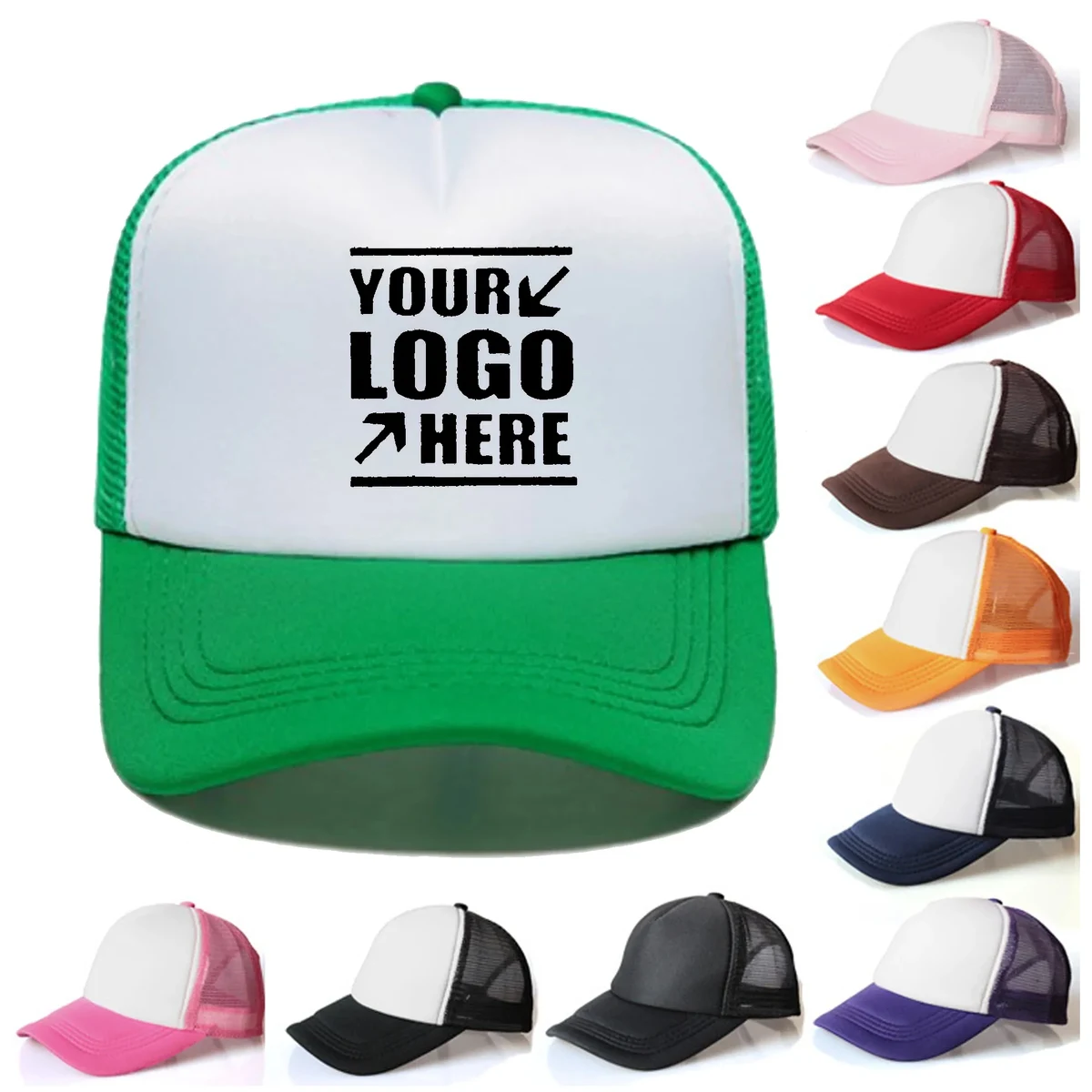 MOQ 50PCS Full Color Adjustable Trucker Hat Mesh Back 1