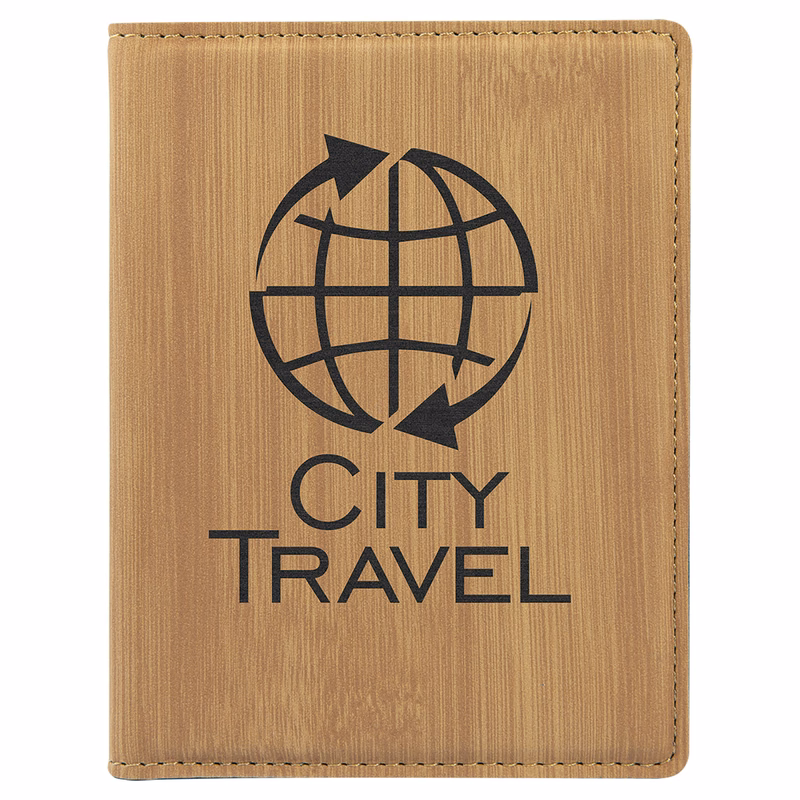 4 1/4" x 5 1/2" Bamboo Leatherette Passport Holder