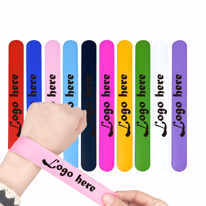 MOQ50 Fun Custom Silicone Slap Bracelets For Events