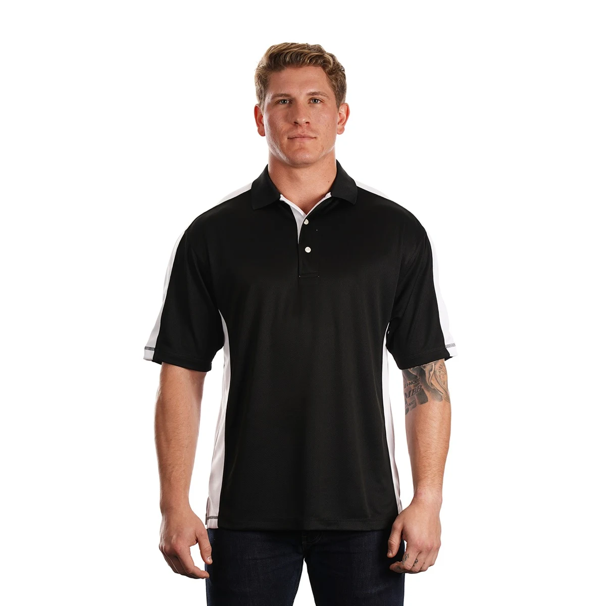 Sierra Pacific Men's Moisture Wicking Knit Insert Polo Shirt 1