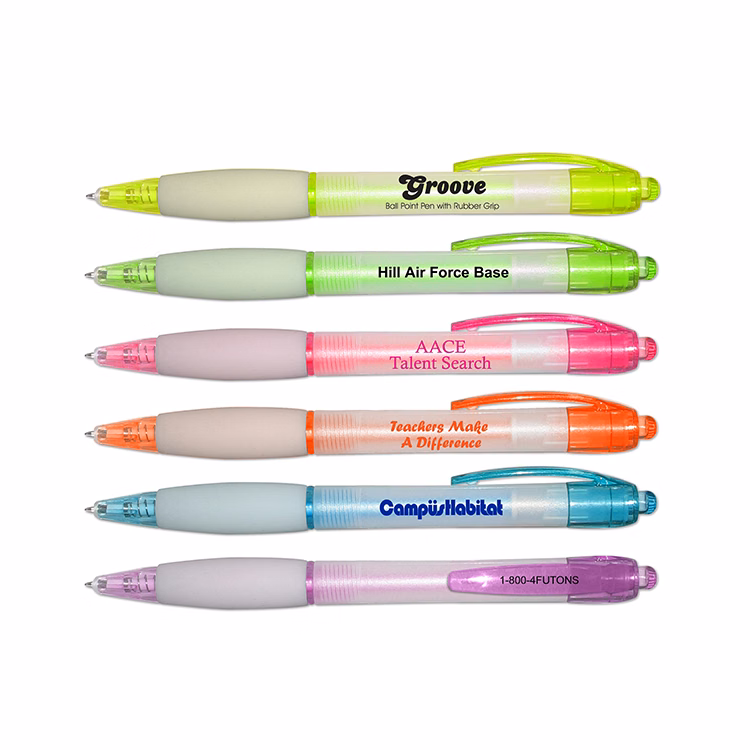 Groove Retractable Ballpoint Pen with Rubber Grip