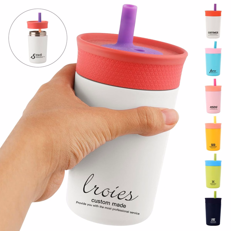 12oz Portable Insulated Tumbler with Straw