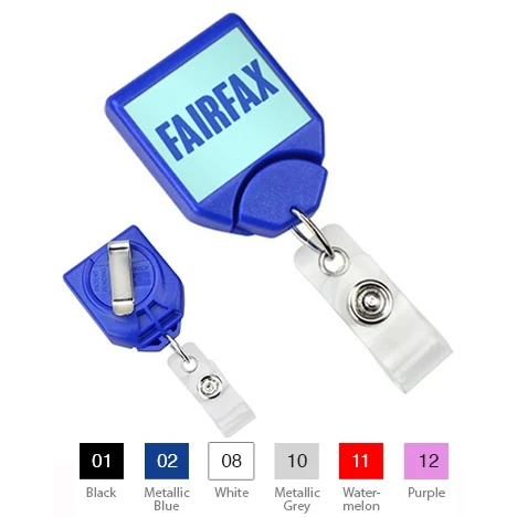 Custom Square Badge Reel with Swivel Belt Clip 1