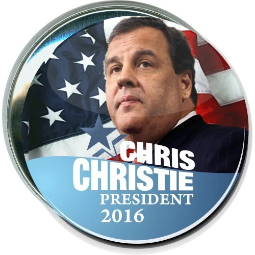 Chris Christie 2016, American Flag, Political Button 1