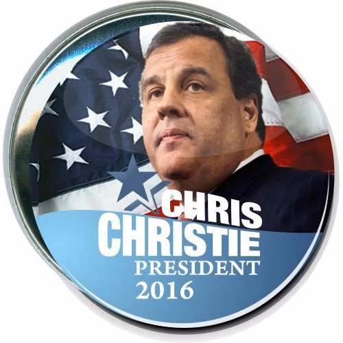 Chris Christie 2016, American Flag, Political Button