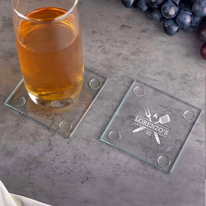 Square Glass Coasters: Single
