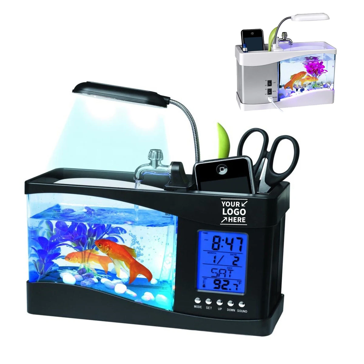USB Mini Fish Tank W/Pen Holder Lamp Calendar 1