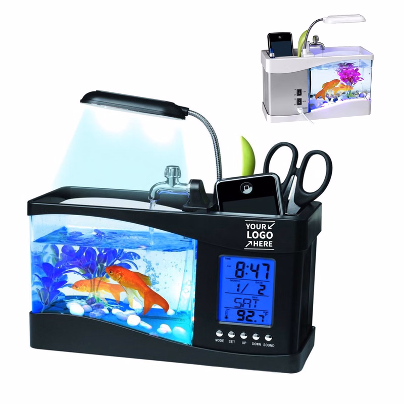 USB Mini Fish Tank W/Pen Holder Lamp Calendar