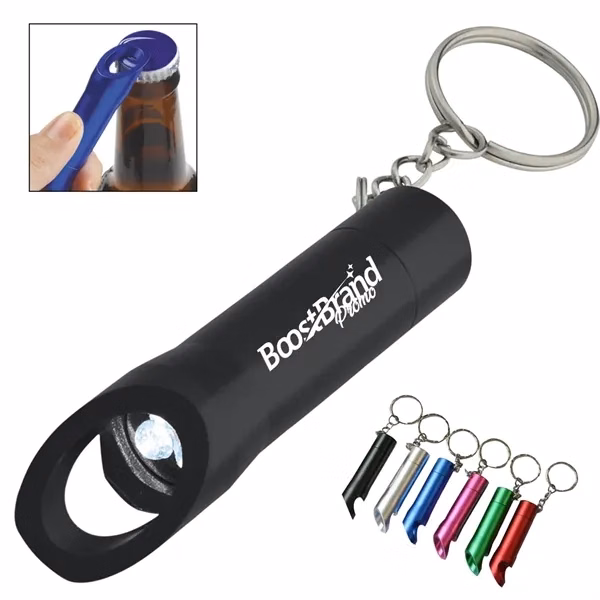 Custom LED Flashlight Bottle Opener Keychain — Multi-Function Bar Tool