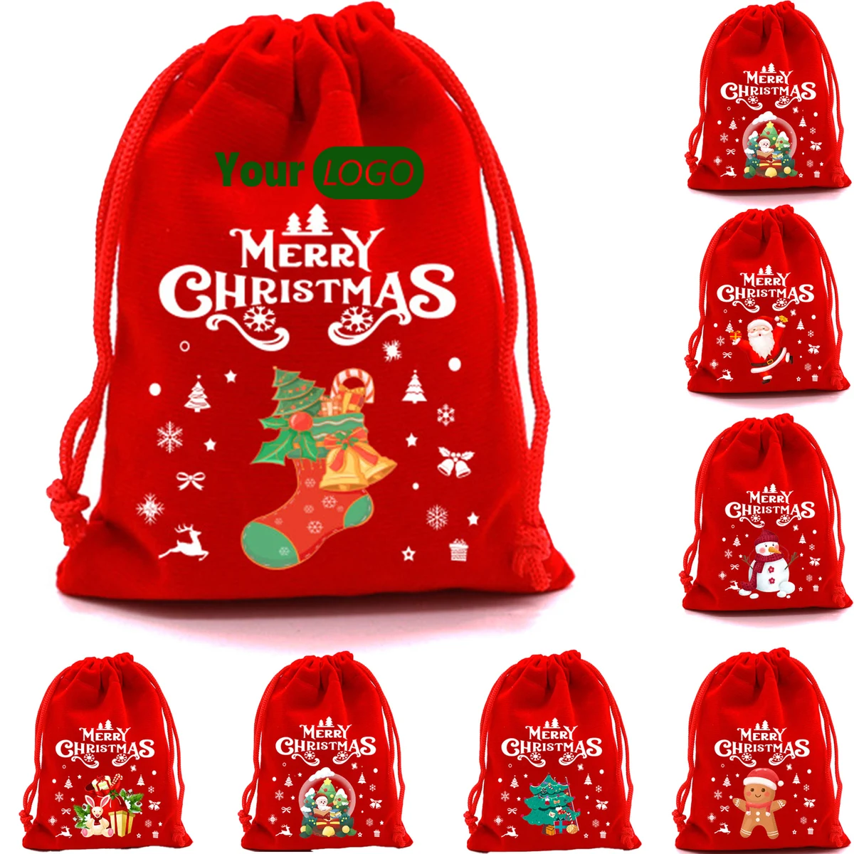 Velvet Christmas Drawstring Gift Bags 1