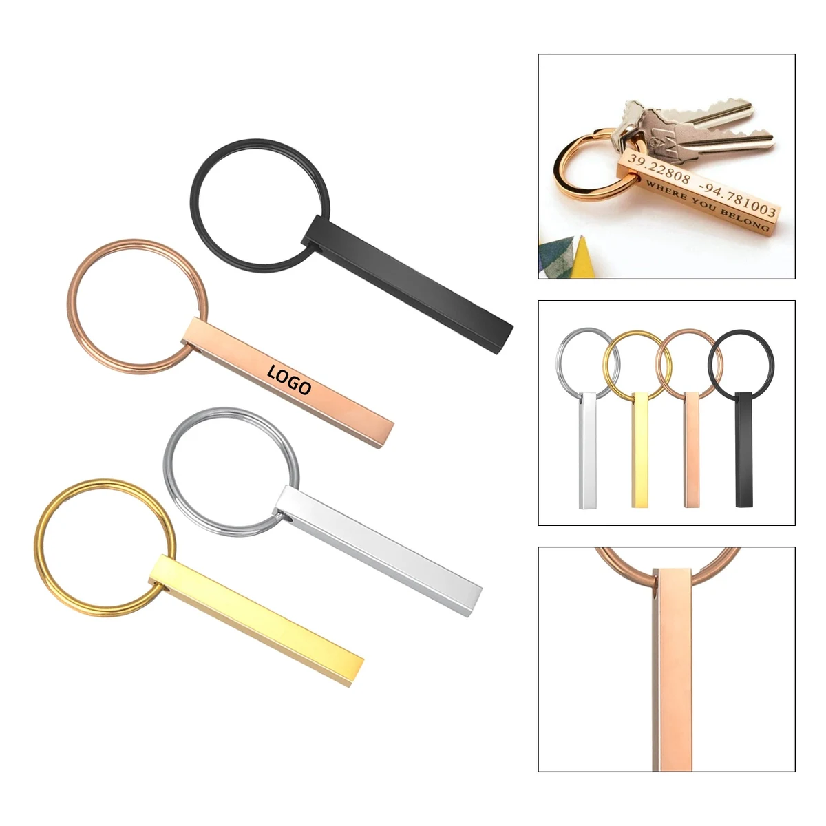 Personalised Vertical 3D Bar Keyring 1