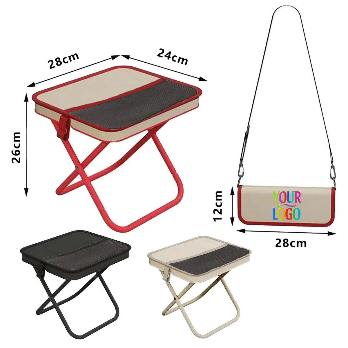 Foldable Crossbody Shoulder Bag Portable Sitting Stool 1