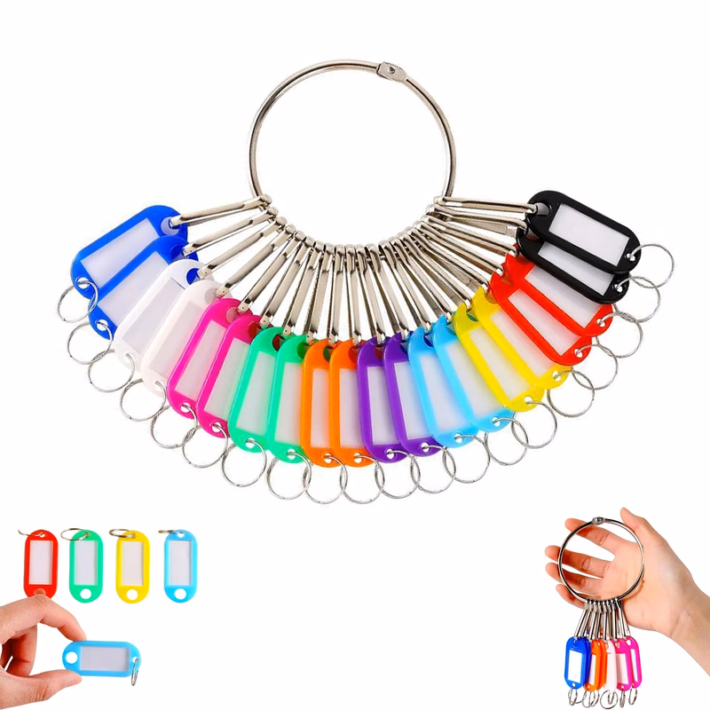 20 Key Tags Metal Keychain Organizer Holder