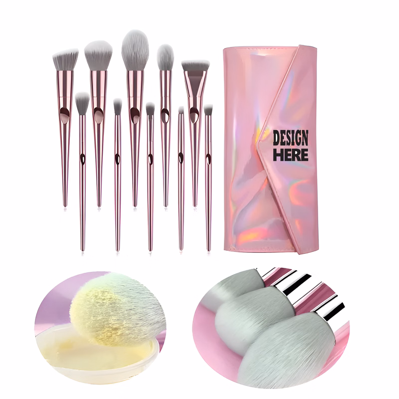 Beauty Cosmetic Bag Set With 10pcs Makeup Brush Kit