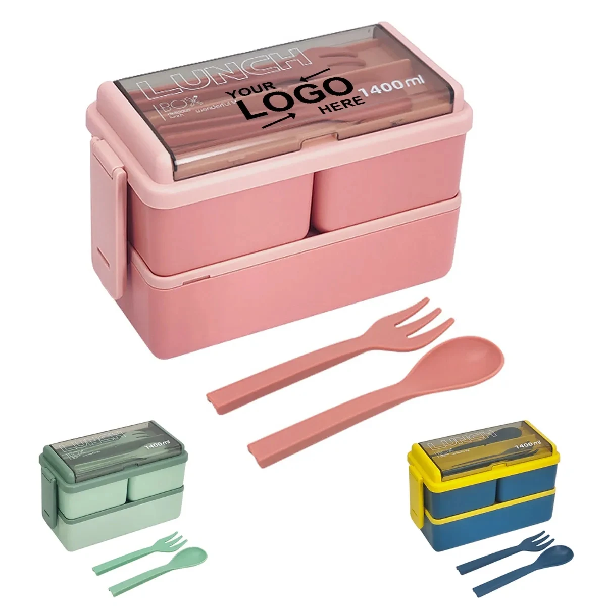 Double Layer Lunch Box with Utensils 1