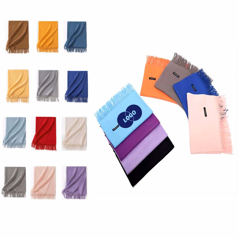 Soft Oversize Cashmere Woven Scarf With Fringes