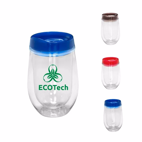 10 Oz. Double Wall Plastic Insulated Wine Tumbler