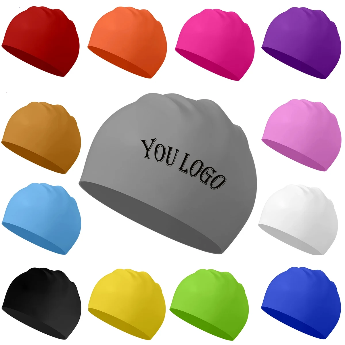 Adult Size Silicone Swim Caps 1