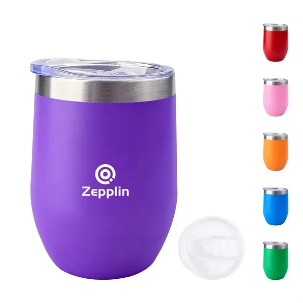 12 Oz Stainless Insulated Wine Tumbler W/ Lid for Hot & Cold 1