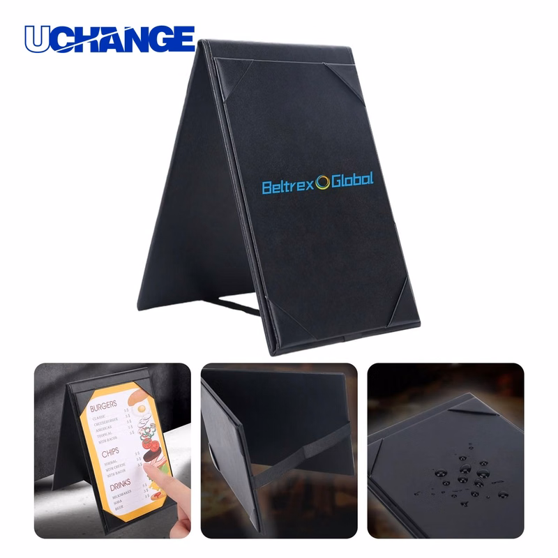 PU Leather Menu Stand Double Sided Replaceable Pages