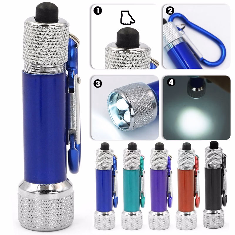Mini 3 LED Metal Flashlight with Swivel Keychain