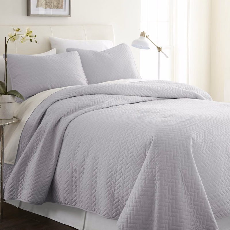 Premium Quilted Coverlet Sets - Gray Queen 3 Piece