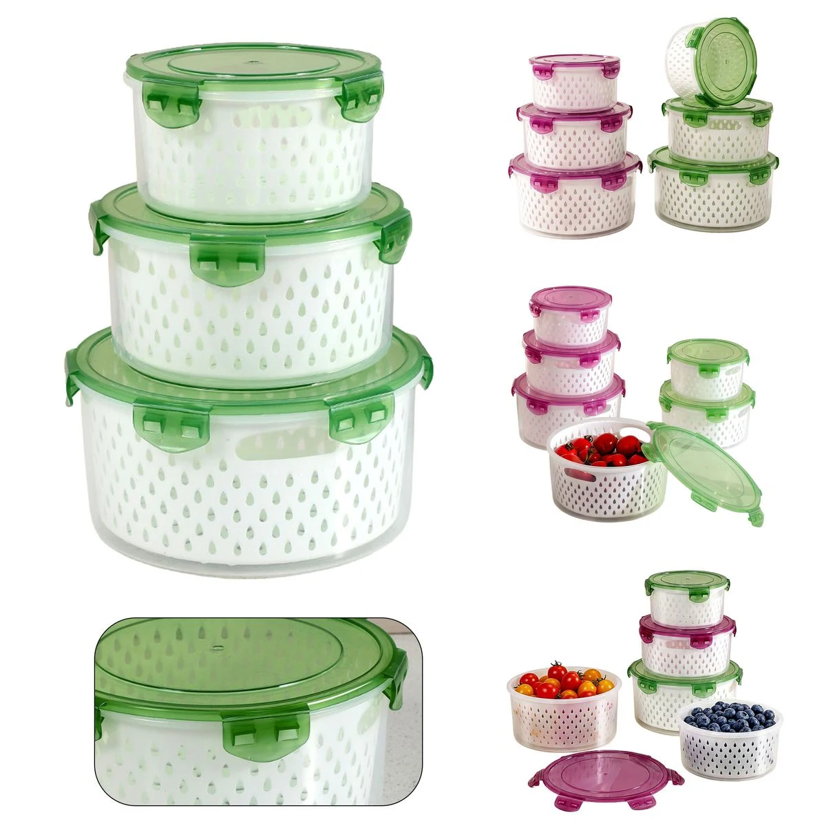 Kitchen Double-Layer Fruit And Vegetable Drainage And Preservation Box 1