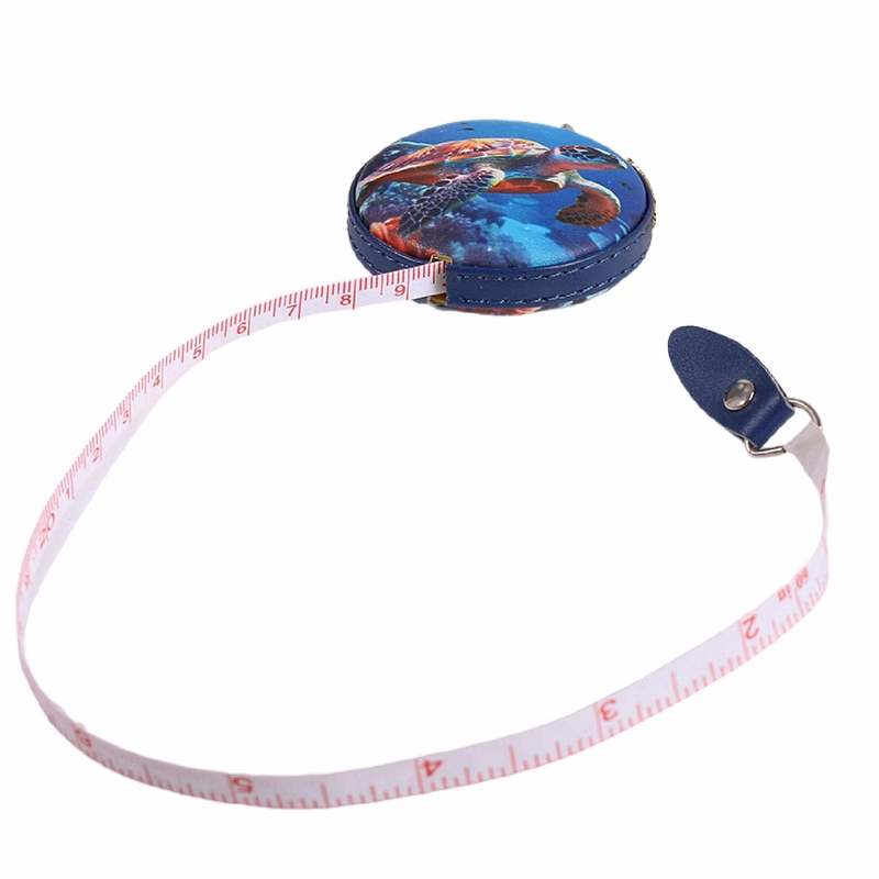 Round Leather Tape Measure Keychain, 60 inches