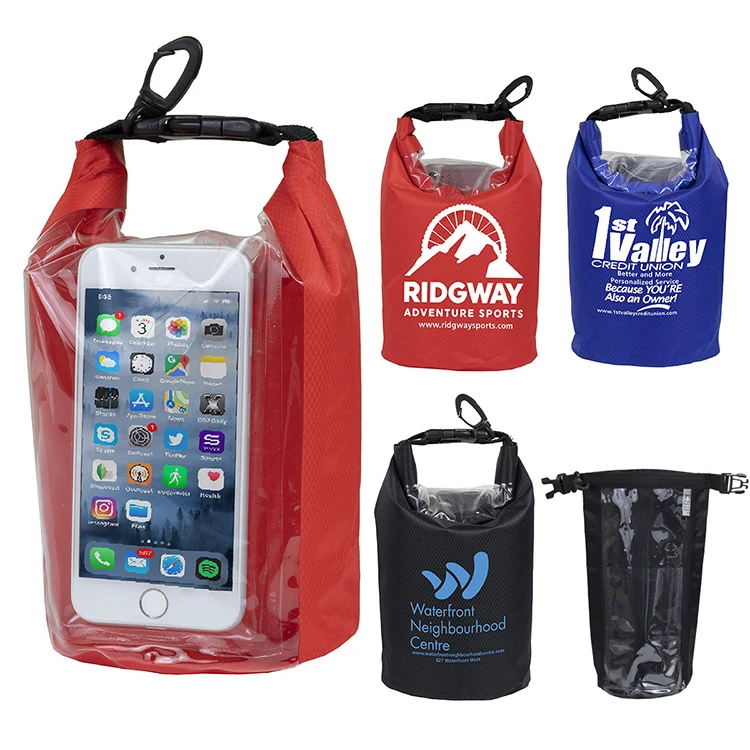 7" W x 11" H "The Navagio" 2.5 Liter Water Resistant Dry Bag With Clear Pocket Window 1