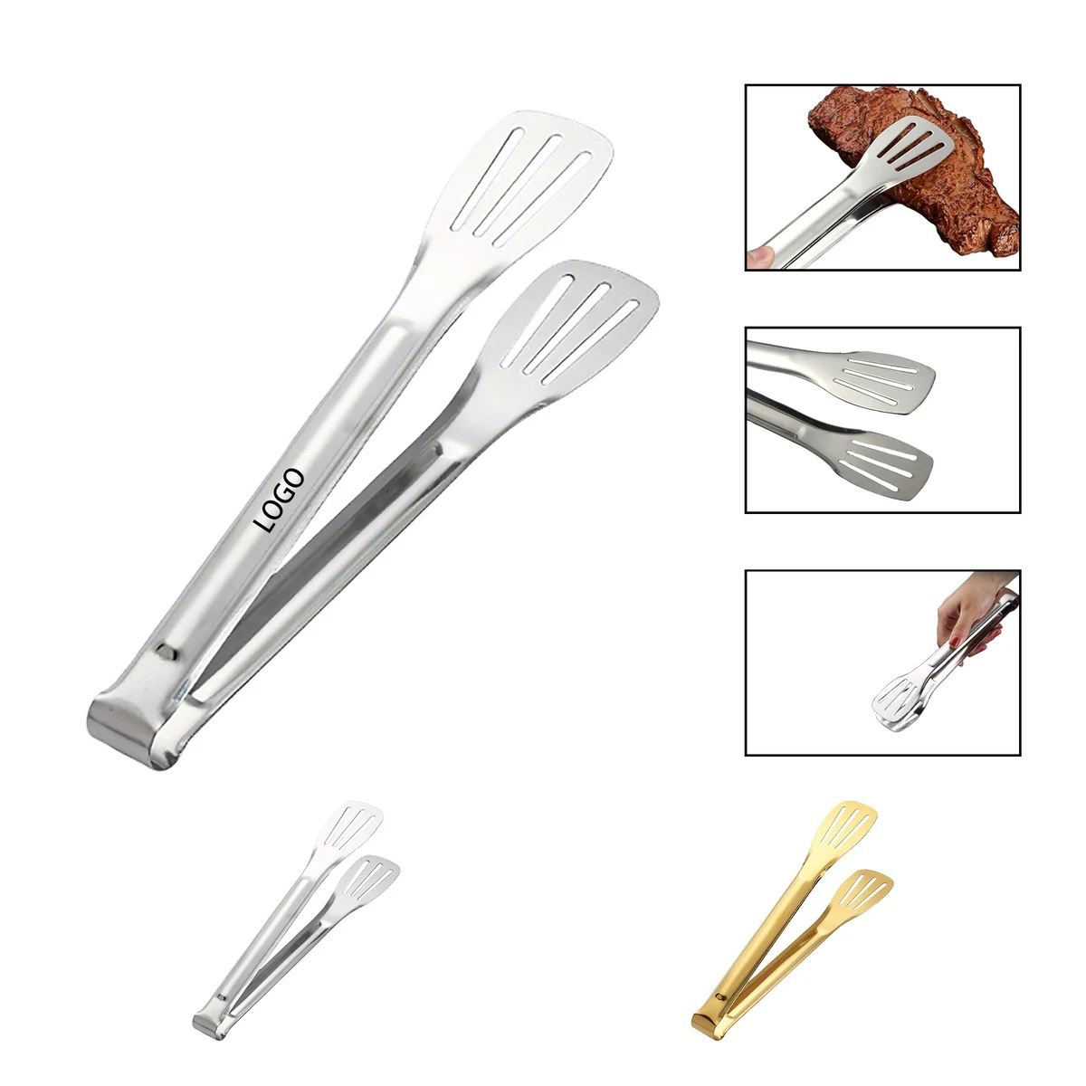 Stainless steel cooking grill tongs 1
