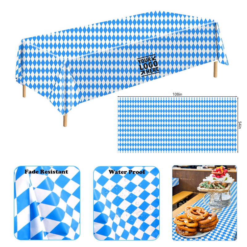 Oktoberfest Tablecloth 54" x 108" Bavarian Vinyl Cover Decorations Party Table Cloth
